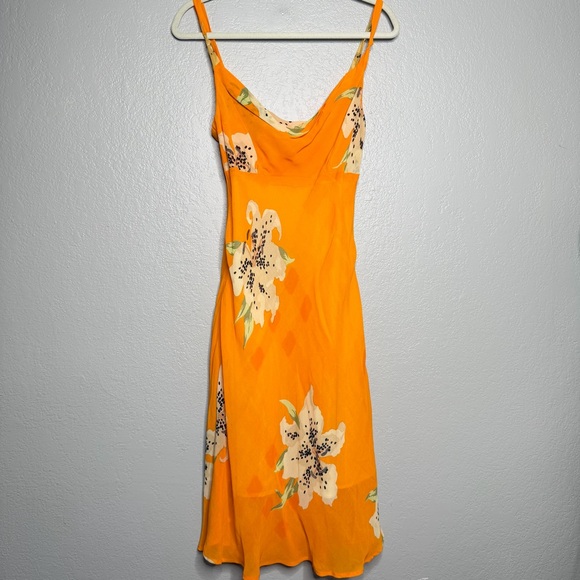 Carabella Y2K 2000s Floral Orange Dress fairy sz M - Picture 7 of 7